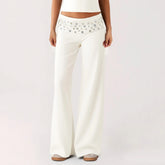 Rhinestone Waist Wide Leg Pants